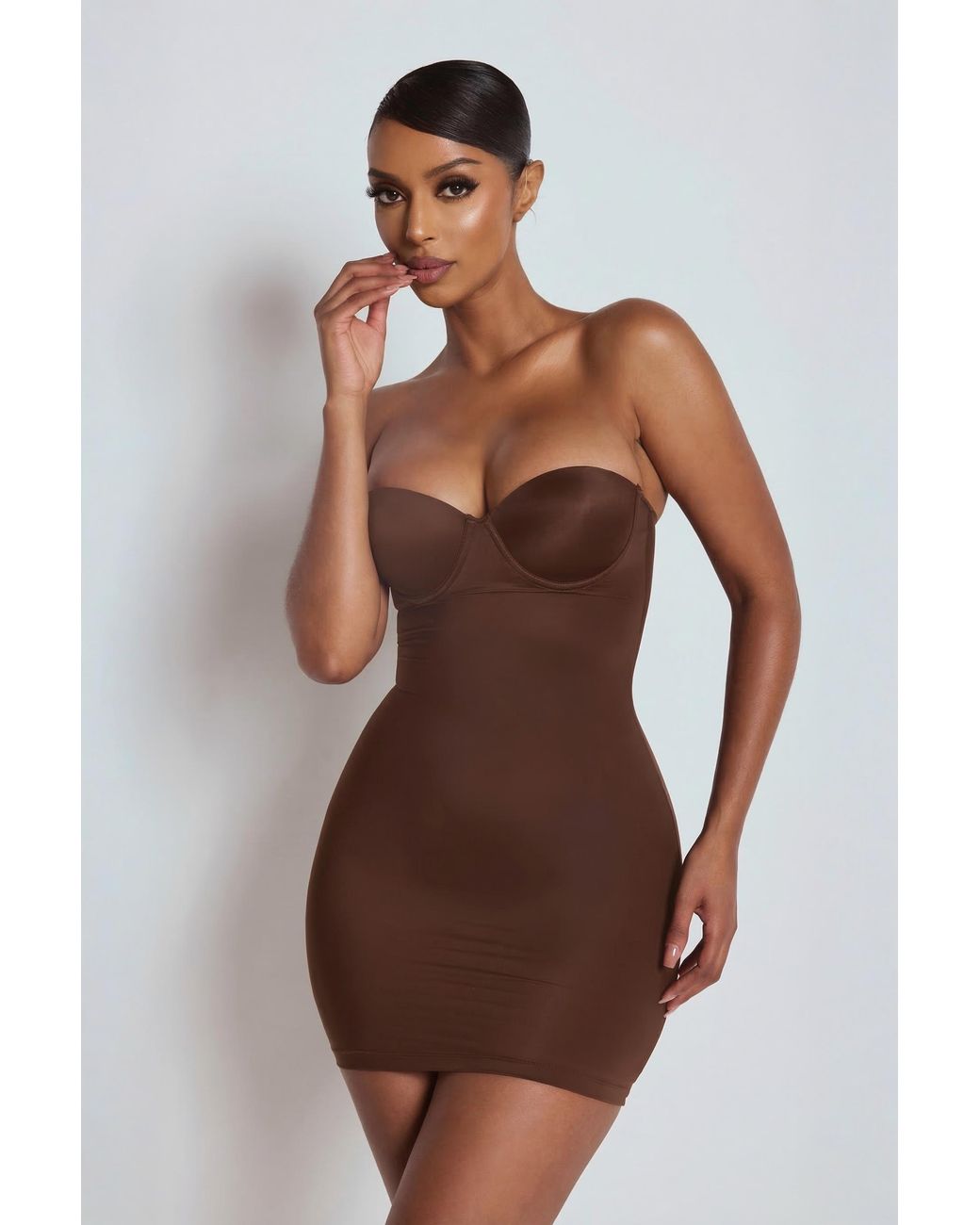 LemonLunar Brown The Sculpting Mini Dress