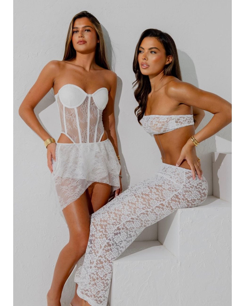 LemonLunar Gray The Lace Mini Skirt