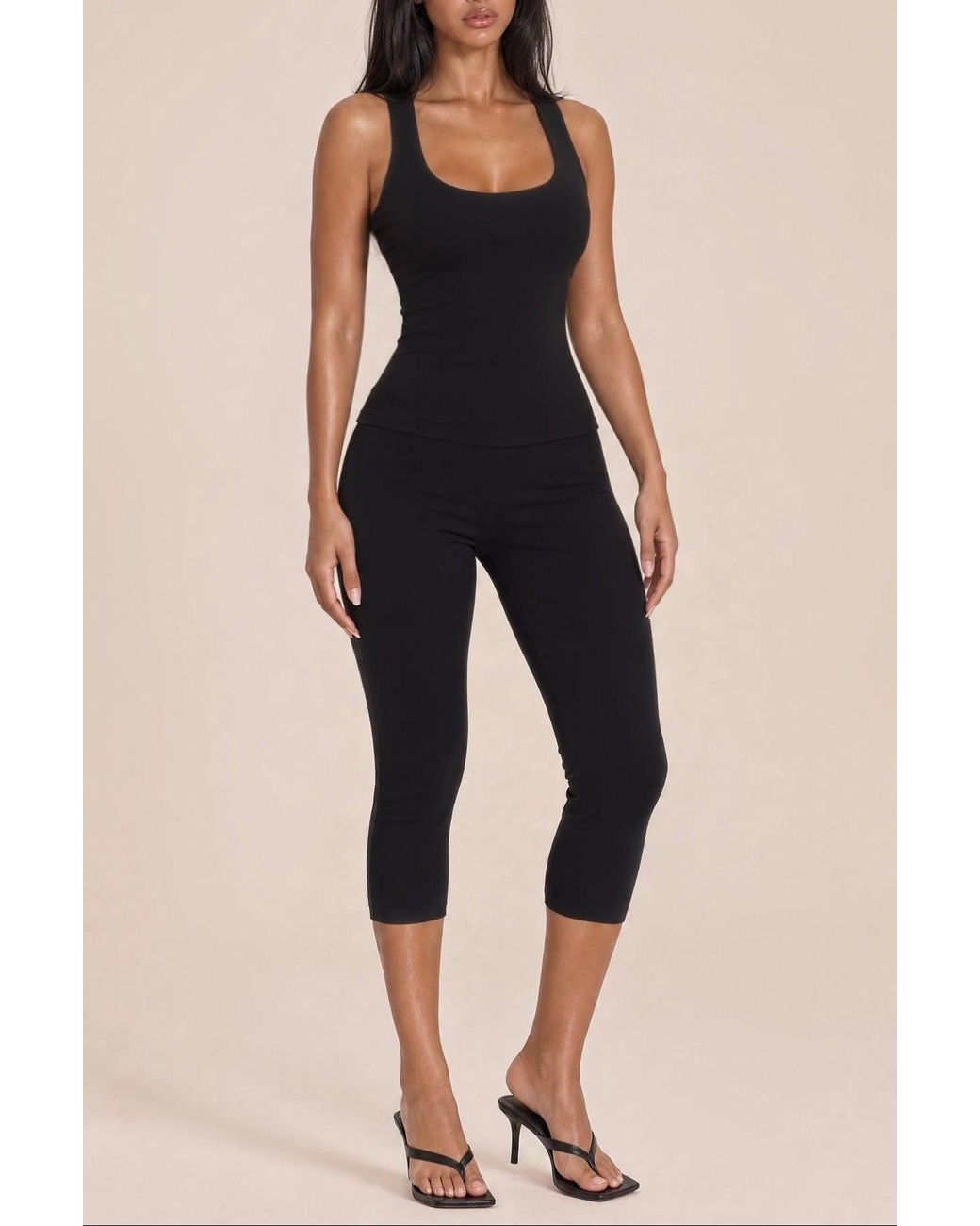 LemonLunar Black The Square Neck Tank Top