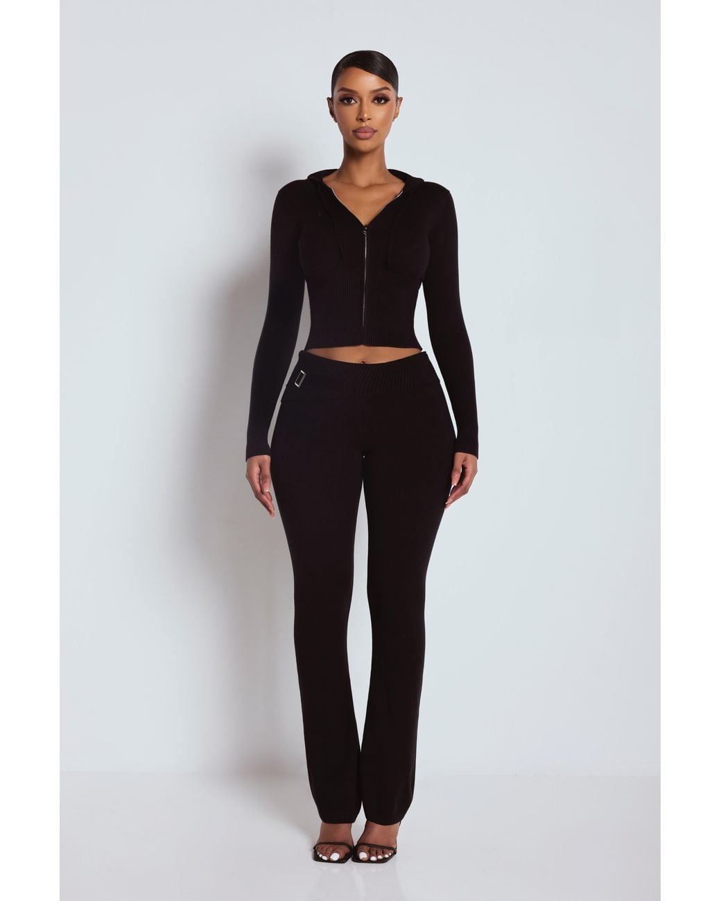 LemonLunar Black The Ll Knit Flare Trousers
