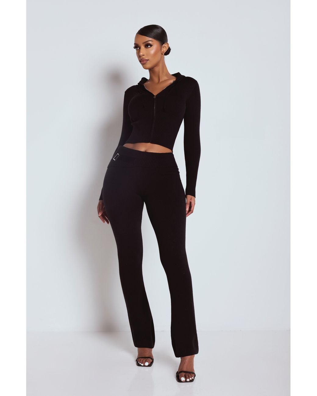 LemonLunar Black The Ll Knit Flare Trousers