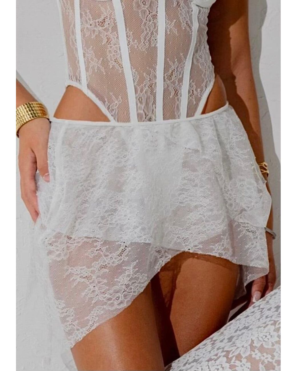 LemonLunar Gray The Lace Mini Skirt