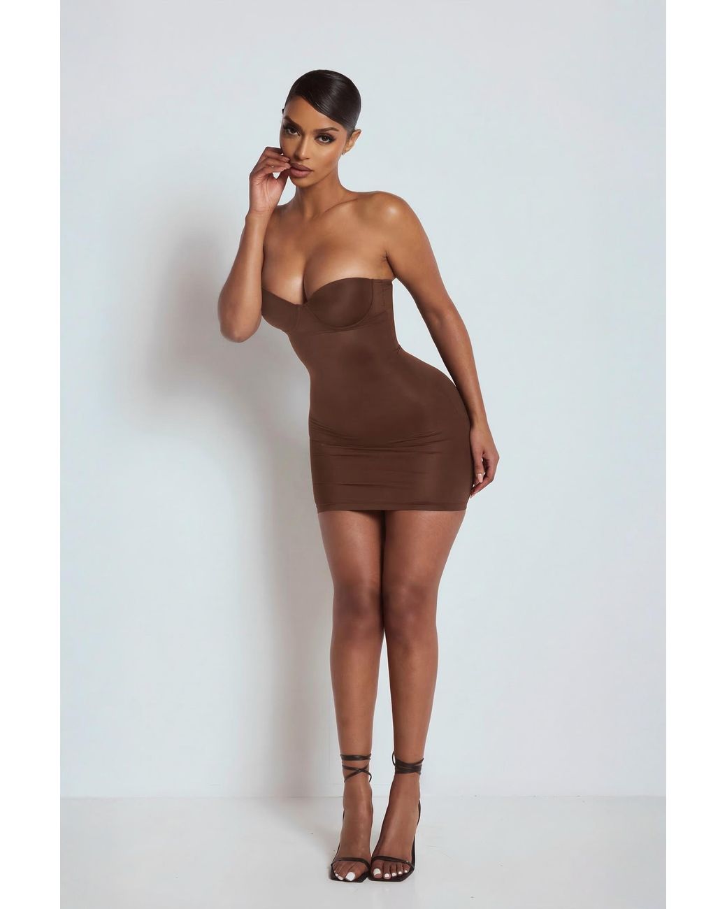 LemonLunar Brown The Sculpting Mini Dress