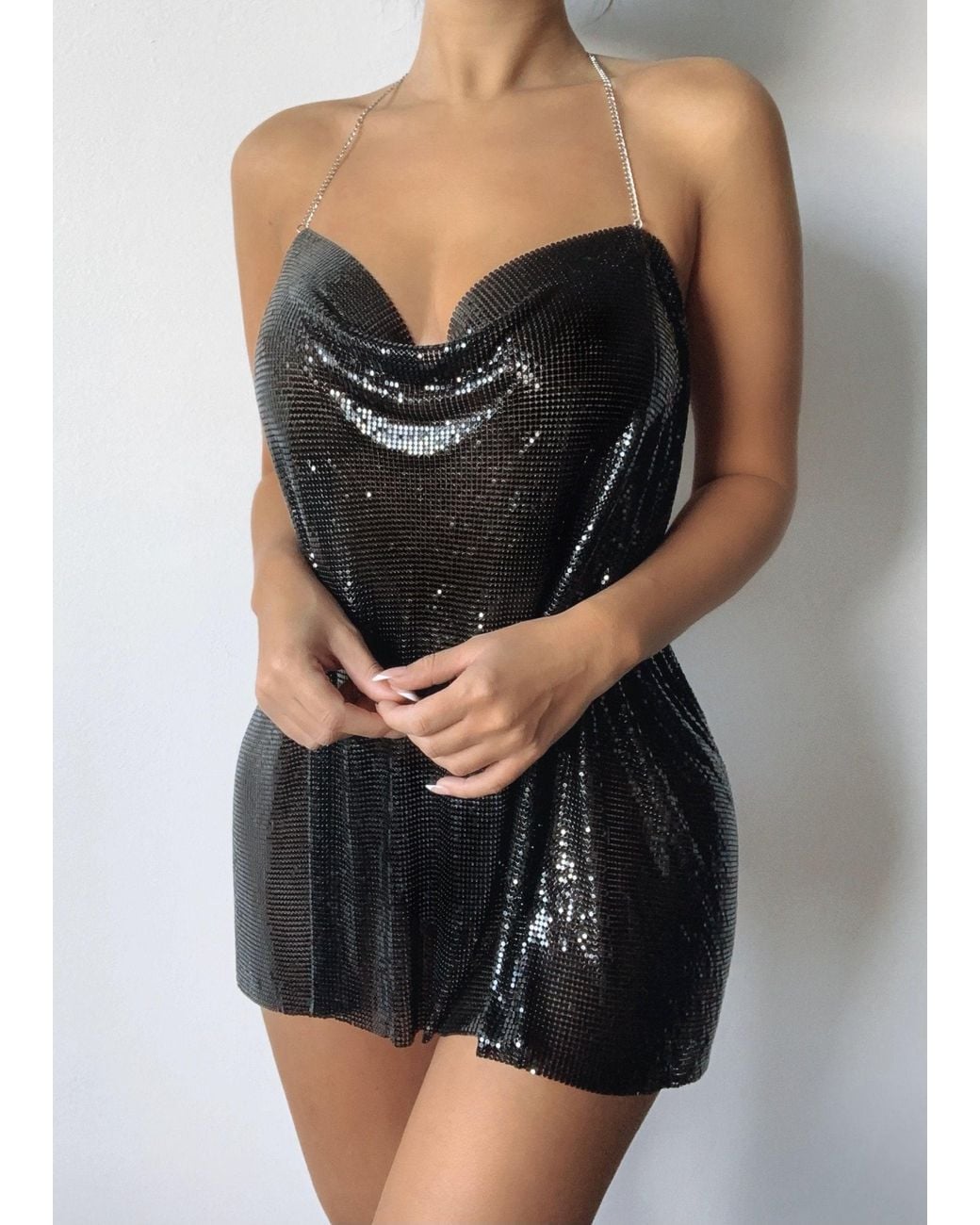 LemonLunar Black The Libby Chainmail Top