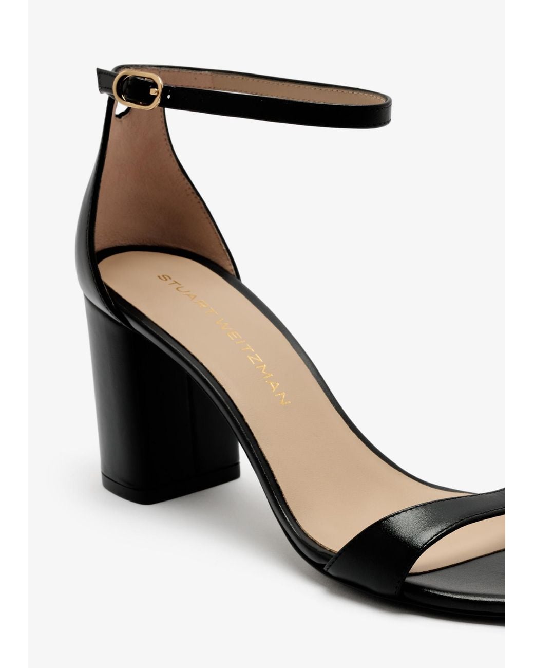 Stuart Weitzman White Nudist 75 Block Sandals