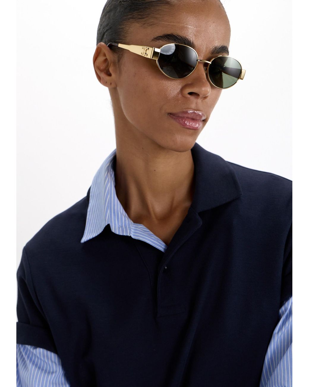 Céline Green Triomphe Oval Sunglasses
