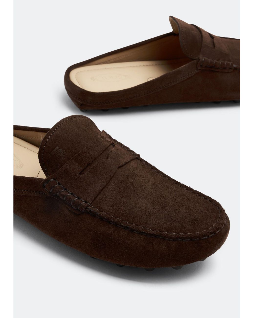 Tod's White Gommino Bubble Suede Mules for men
