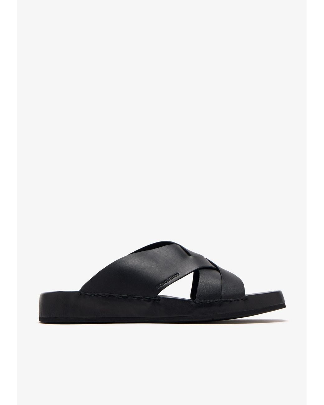 MONOLITHICO Black Intreccio Sandals for men