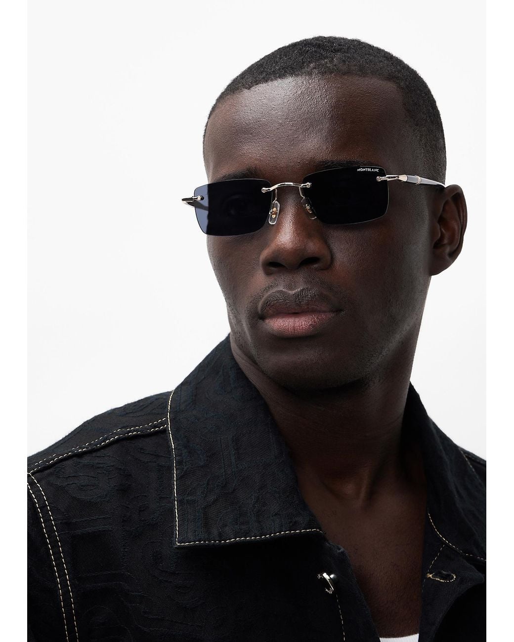 Montblanc Blue Rectangular Sunglasses for men