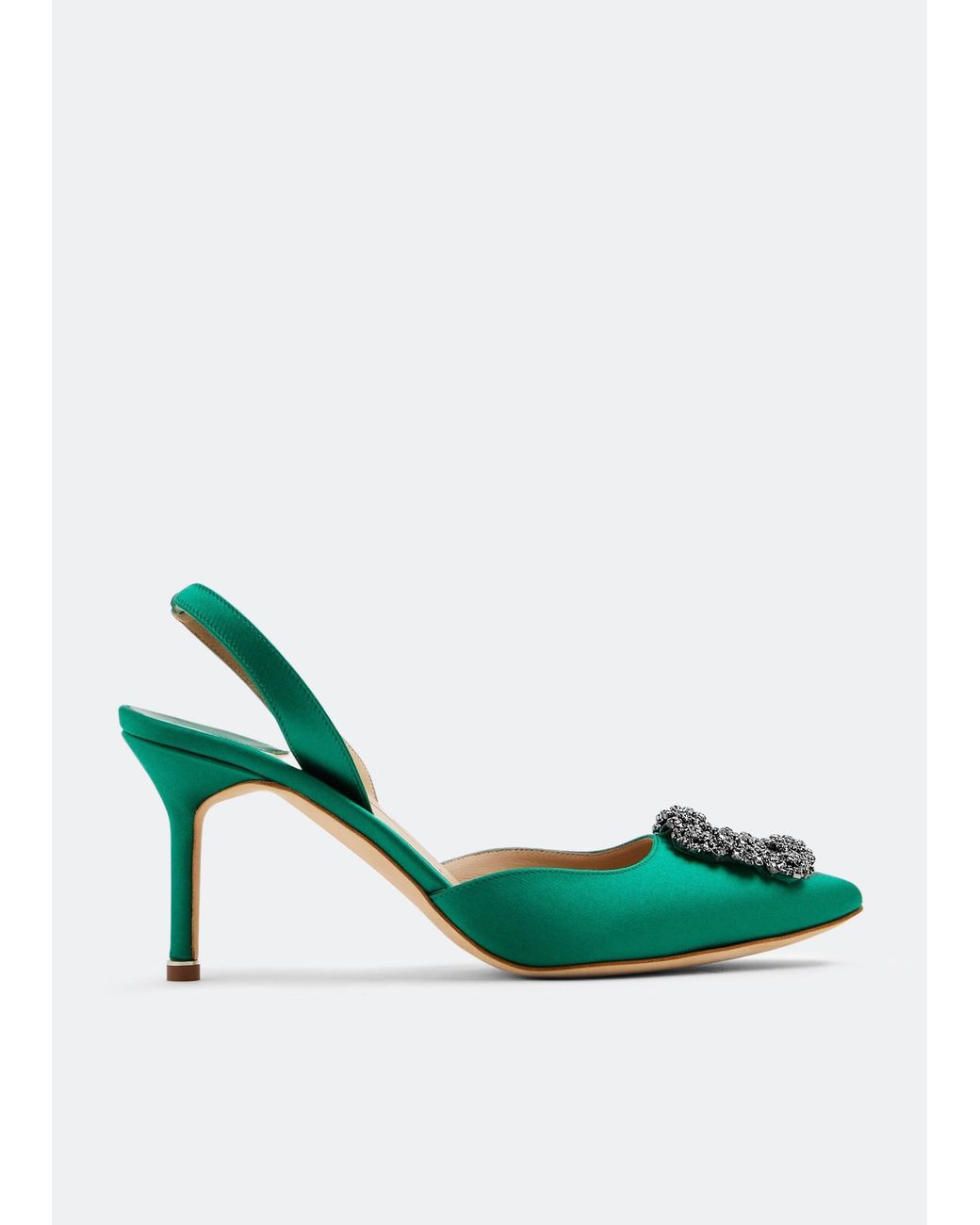 Manolo Blahnik Green Hangisli Slingback Pumps