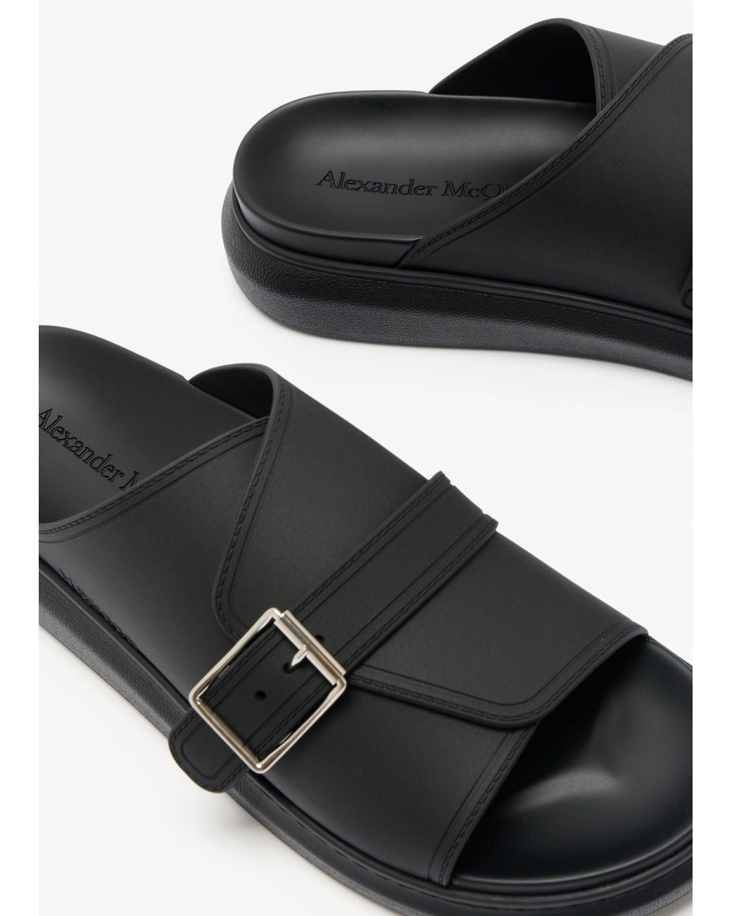McQueen Black Hybrid Slides for men