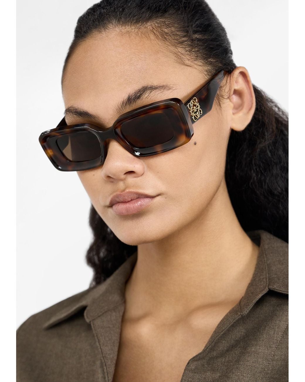 Loewe White Anagram Rectangular Sunglasses