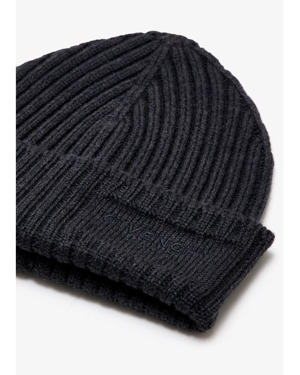 Givenchy Blue Logo Patch Wool Beanie for men