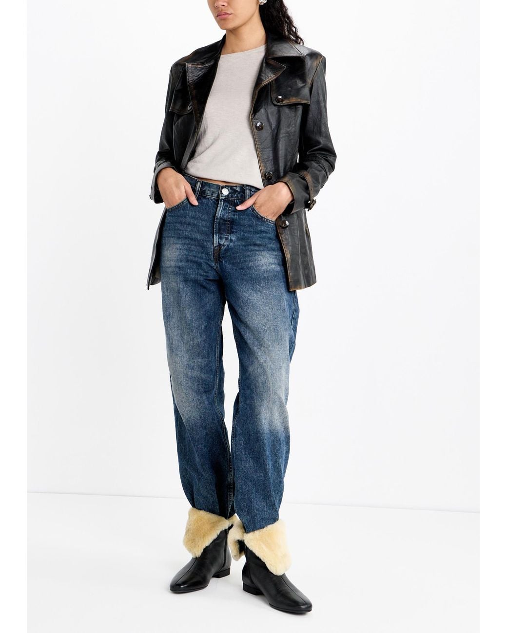 Totême  Black Downtown Shearling Boots