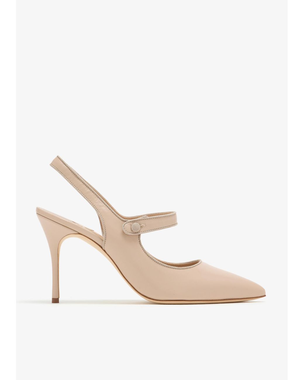 Manolo Blahnik White Camparisli Slingback Pumps