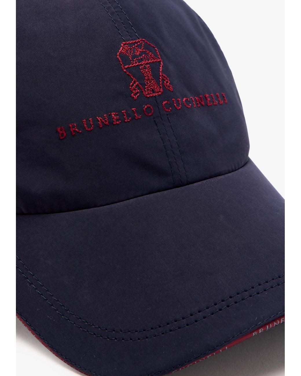 Brunello Cucinelli Blue Gabardine Baseball Cap for men