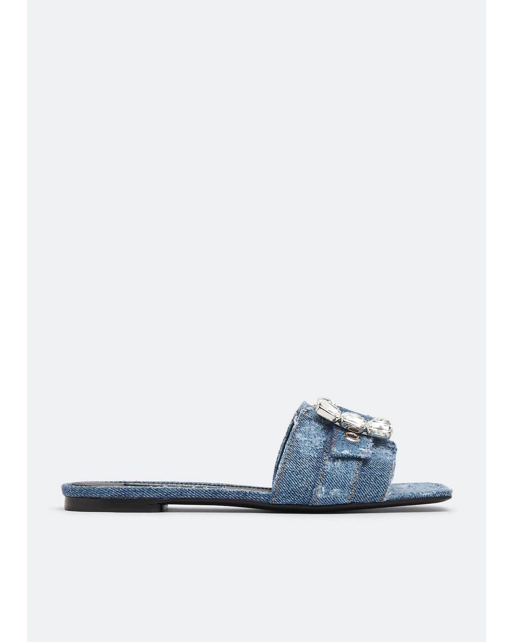 Dolce & Gabbana Blue Patchwork Denim Slide Sandals