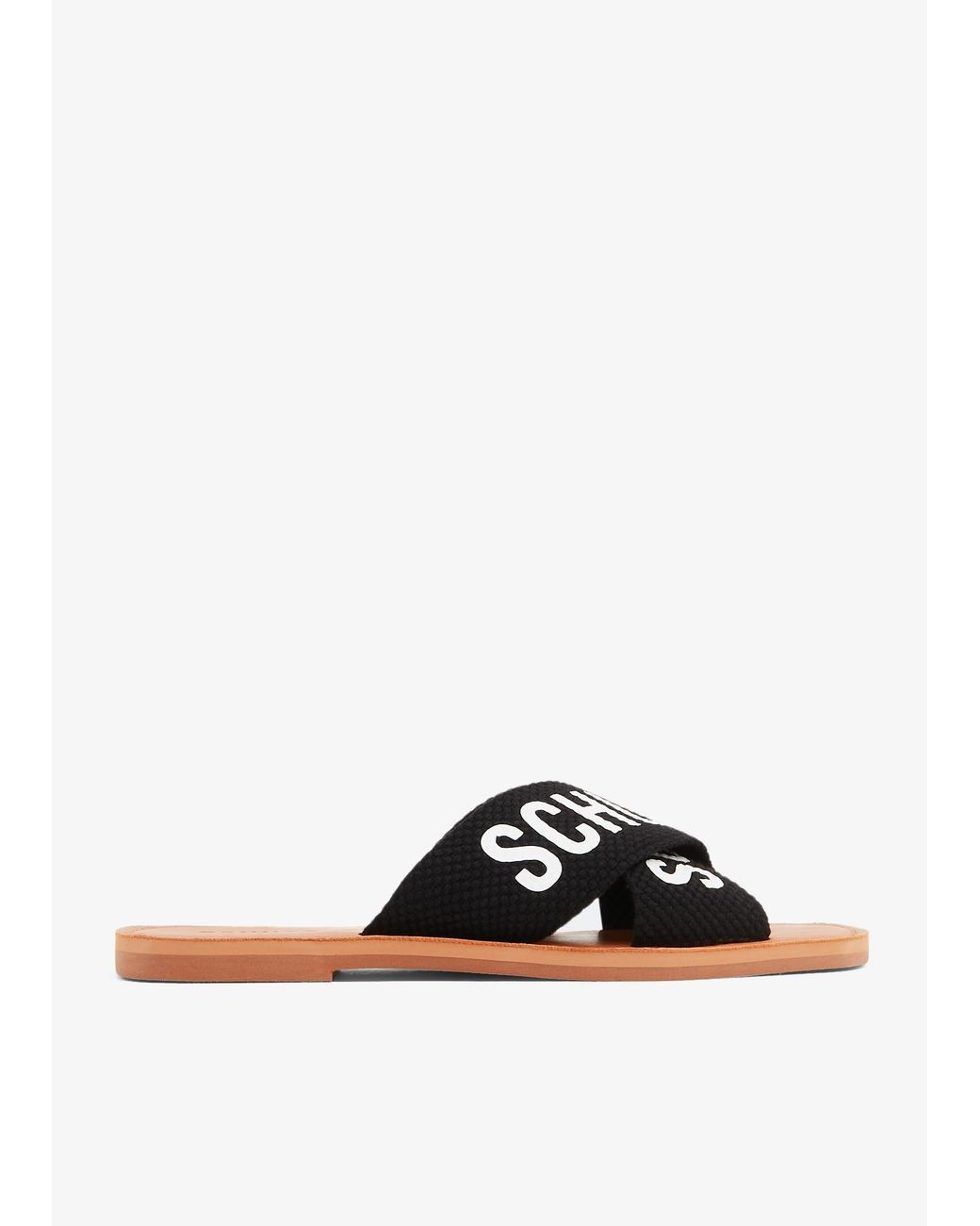 SCHUTZ SHOES Black Logo Flat Sandals