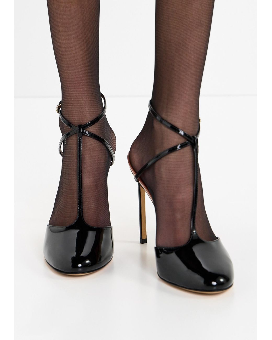 Francesco Russo Black T-Strap Pumps