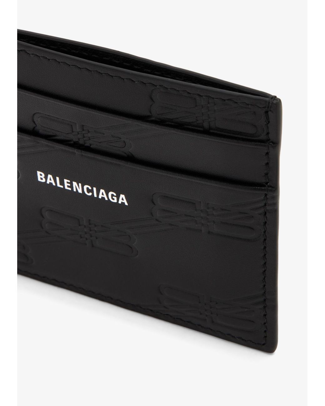 Balenciaga Black Embossed Monogram Card Case for men