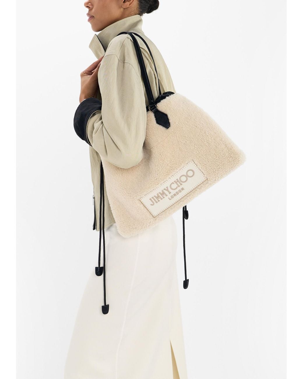Jimmy Choo Natural Drawstring Medium Tote Bag