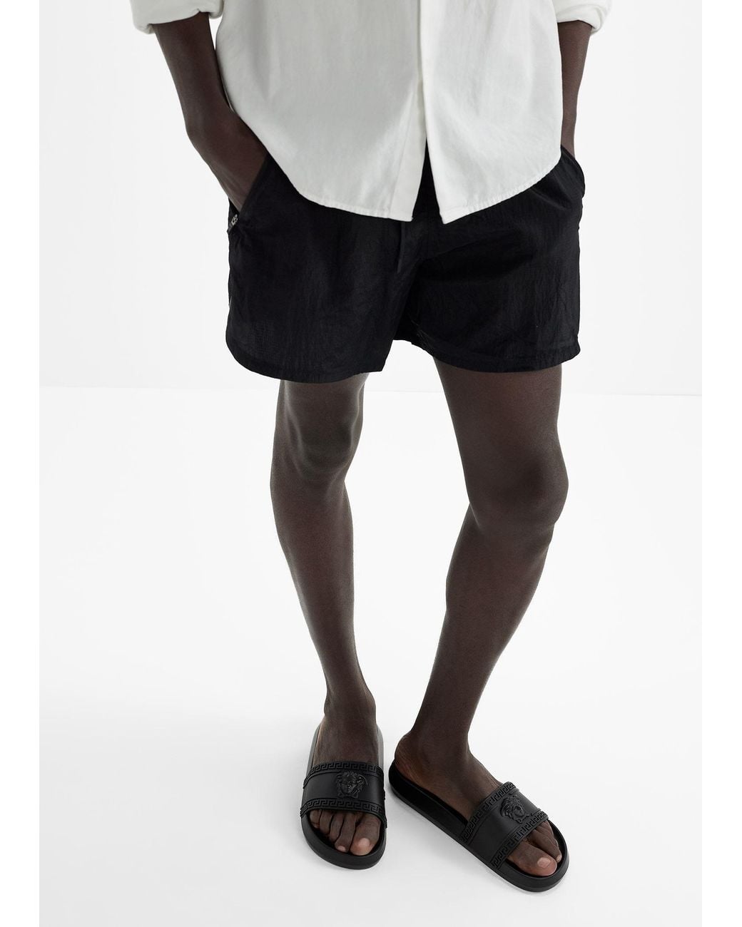 Versace White La Medusa Rubber Slides for men