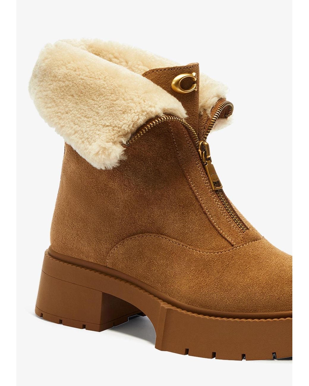 COACH Brown Leah Platform Booties
