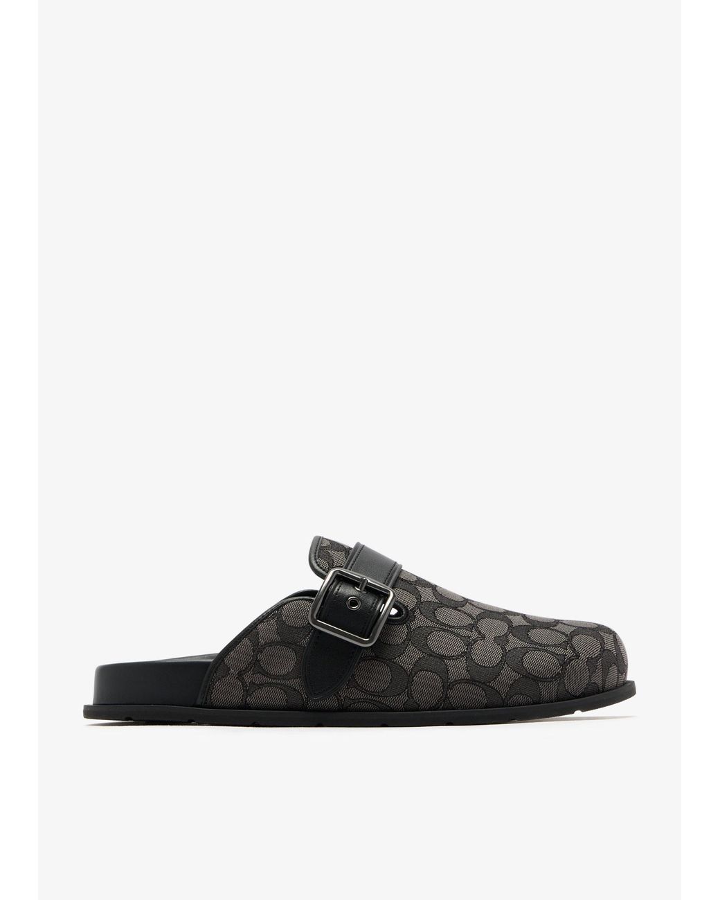 COACH Black Buckle Clogs for men