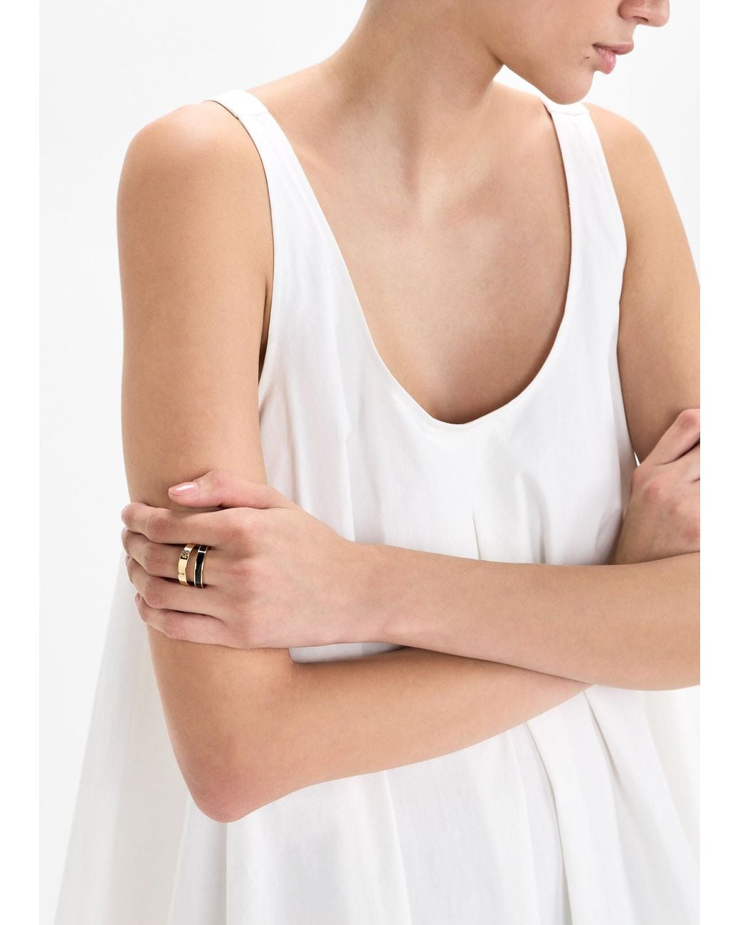 Tory Burch White Icon Enamel Double Ring