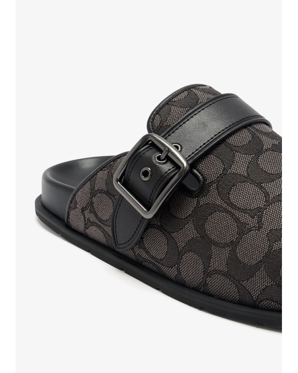 COACH Black Buckle Clogs for men