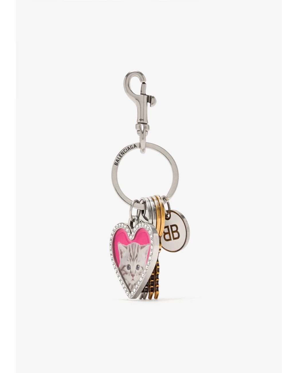 【BALLENCIAHA】Heart Charm Keyring Balenciaga Heart Keyring in White | Lyst