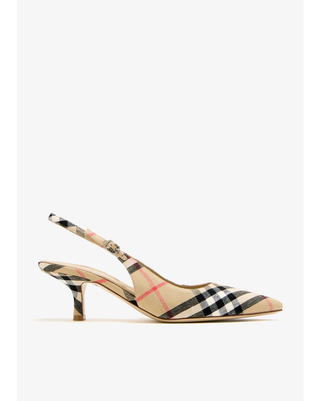 Burberry White Dame Slingback Pumps