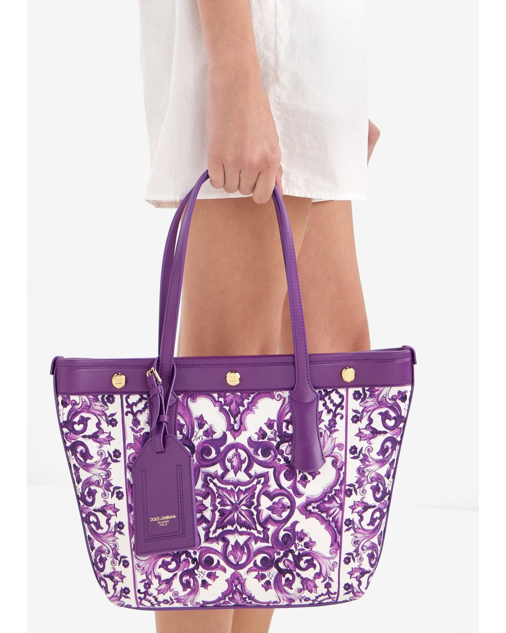 Dolce & Gabbana Purple Atene Maiolica-Print Tote Bag
