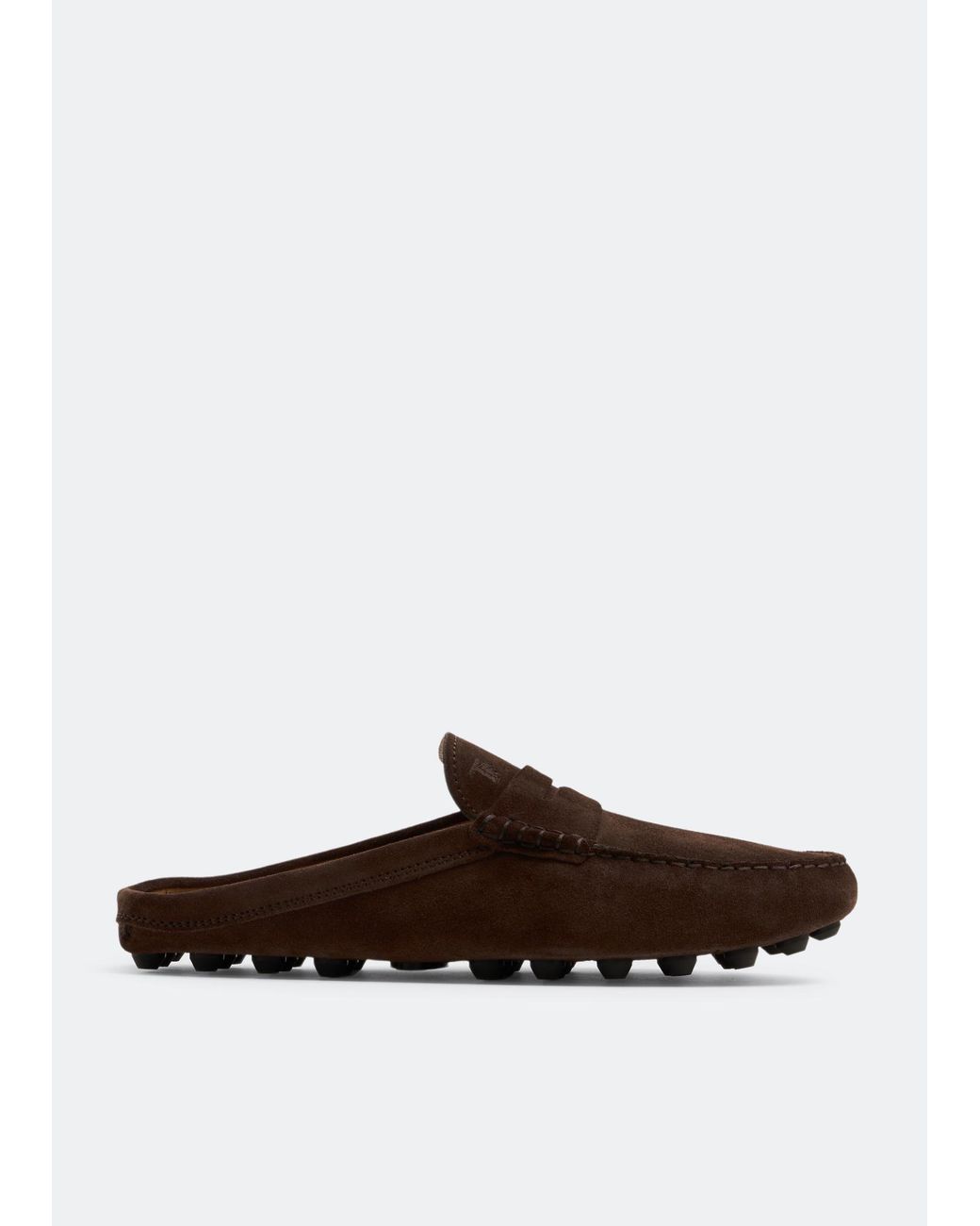 Tod's White Gommino Bubble Suede Mules for men