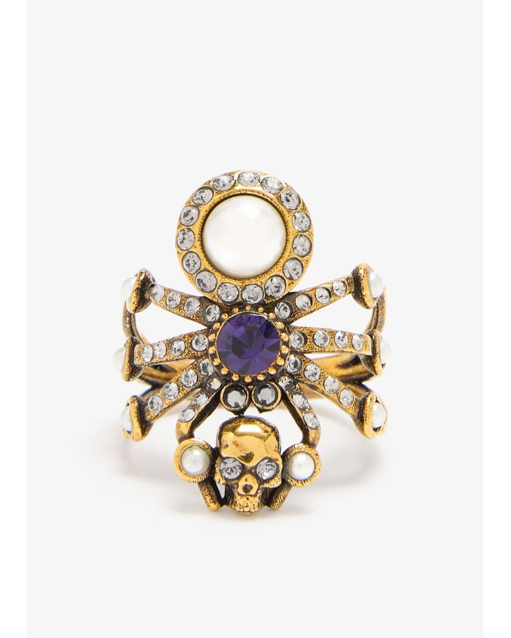 McQueen White Spider Ring Ottone