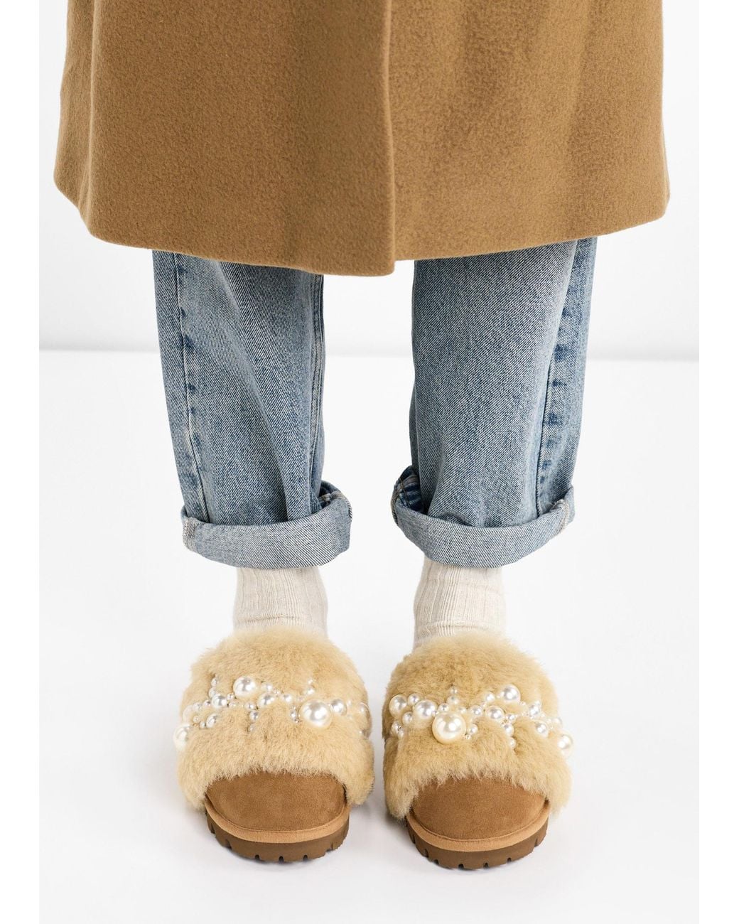 Alameda Turquesa Iconic Shearling Mules in White | Lyst