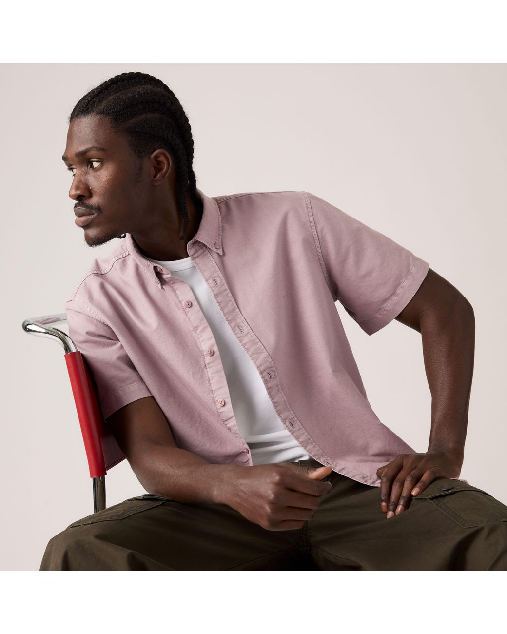 Short Sleeve Authentic Button Down Shirt Levi's de hombre de color Pink