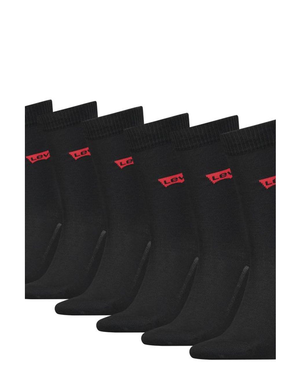 Levi's Black Regular Cut Batwing Logo Socks 6 Pack for men