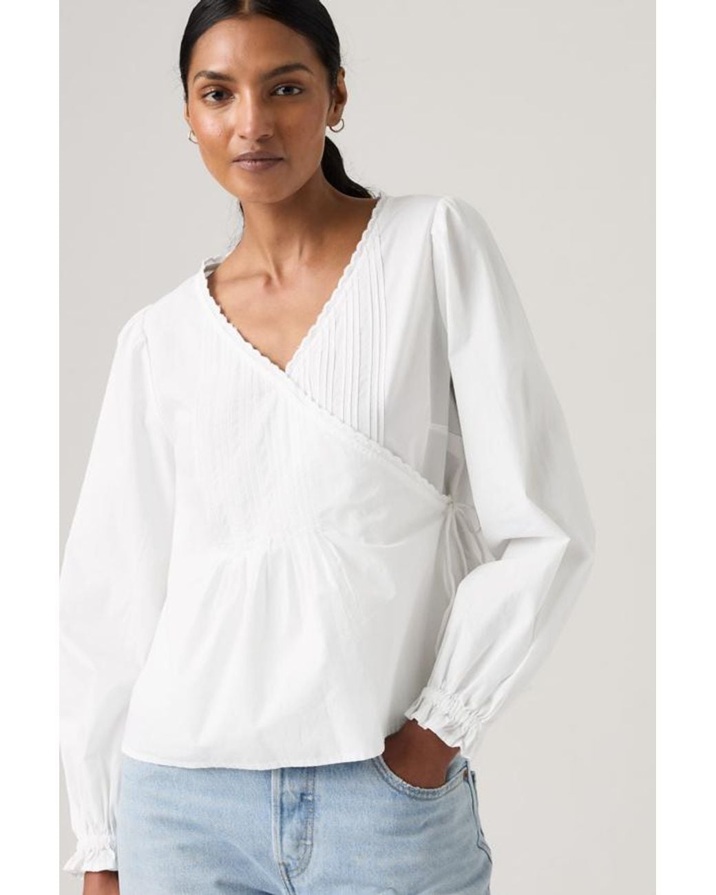 Levi's White Soleil Wrap Blouse