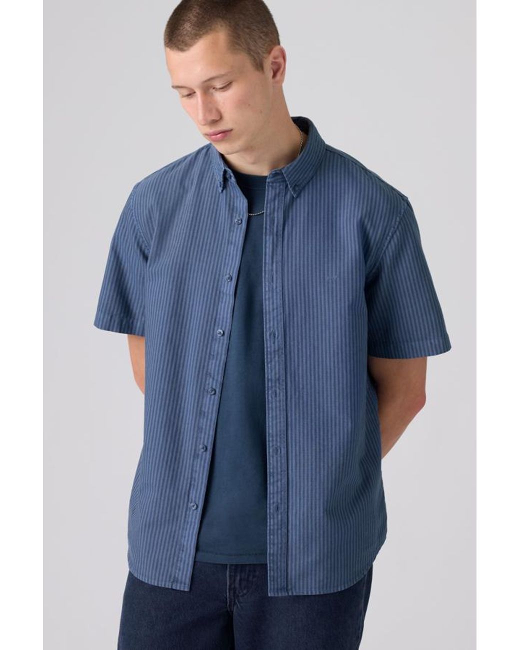 Levi's Blue Short Sleeve Authentic Button Down Lightweight Shirt for men