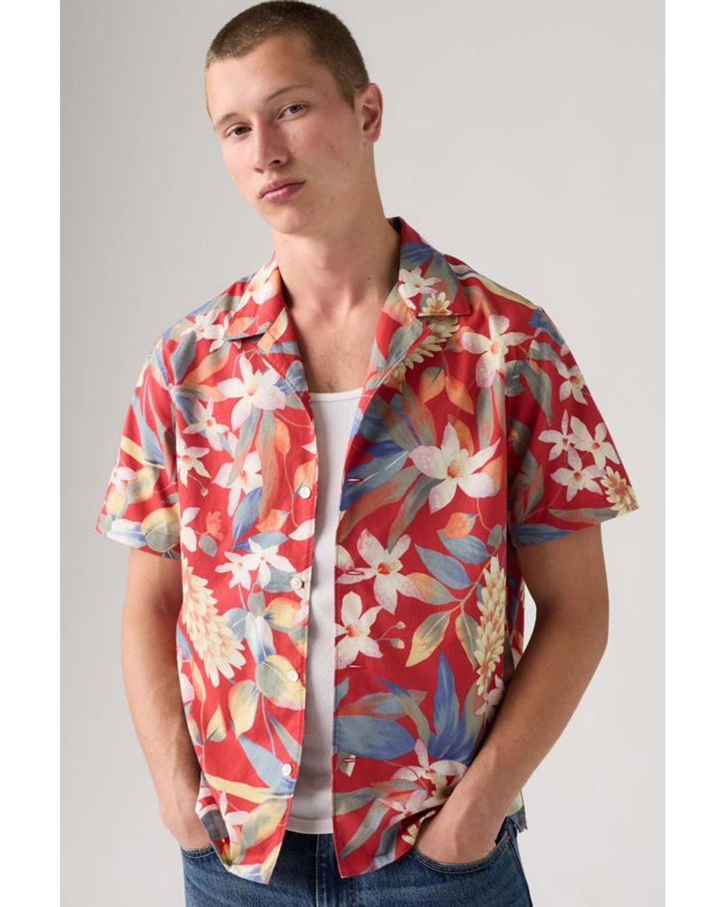 Levi's Red Sunset Camp Standard Fit Lightweight Shirt for men