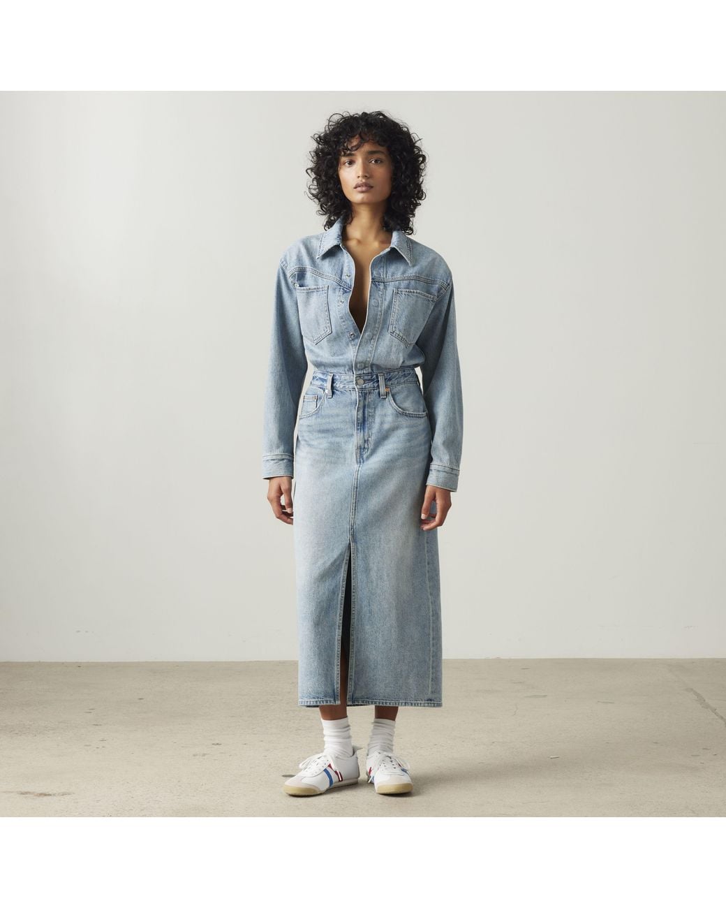 Levi's Blue Denim Midi Shirt Dress