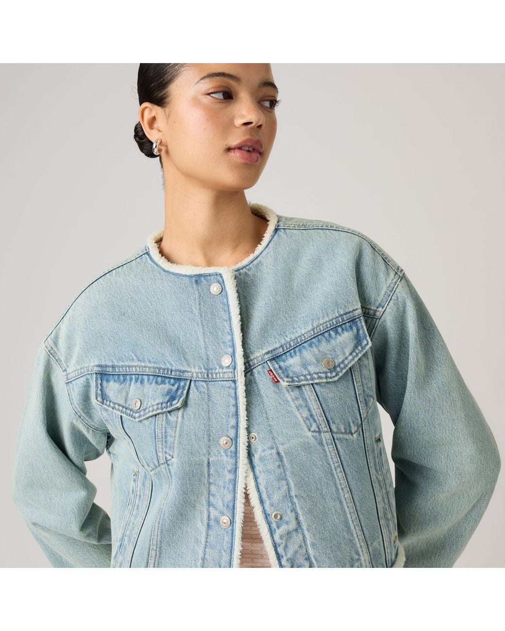 Levi's Blue Collarless Shrunken '90S Sherpa Trucker Jacket