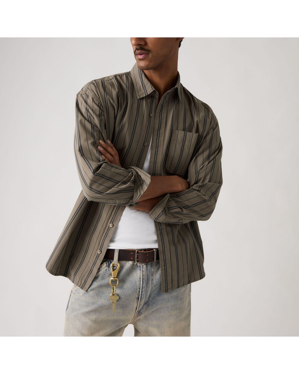 Levi's Gray Loose Button Up Shirt for men
