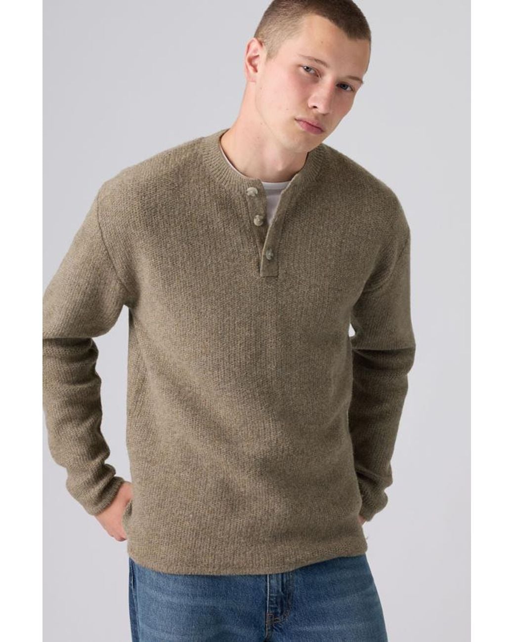 Levi's Gray Woodacre Henley Sweater for men