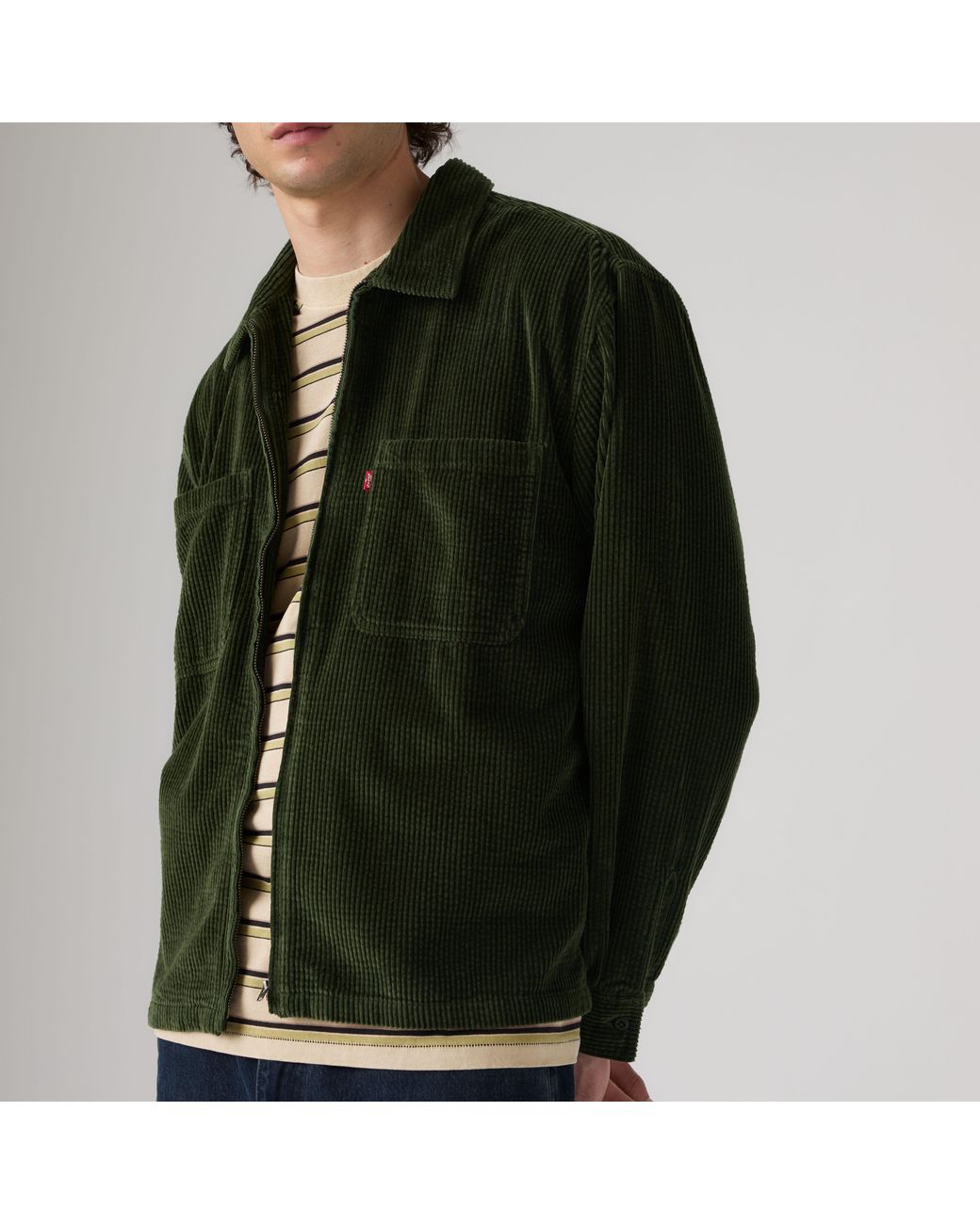 Levi's Green Ports Boxy Zip Up Overshirt for men