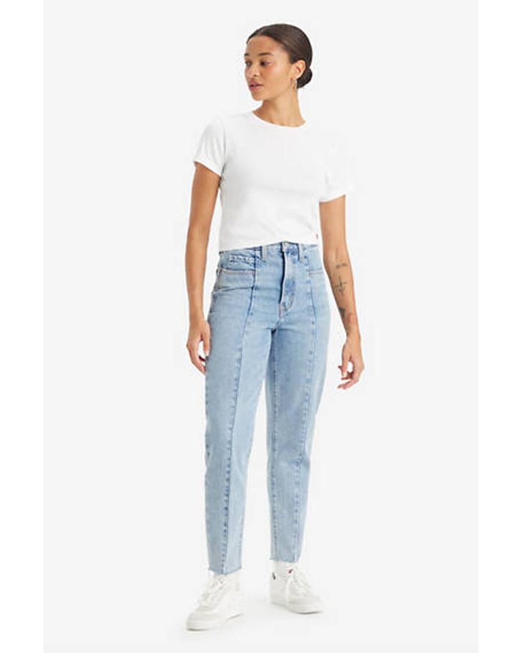 Jean Mom Effiloché Taille Haute Levi's en coloris Bleu Lyst