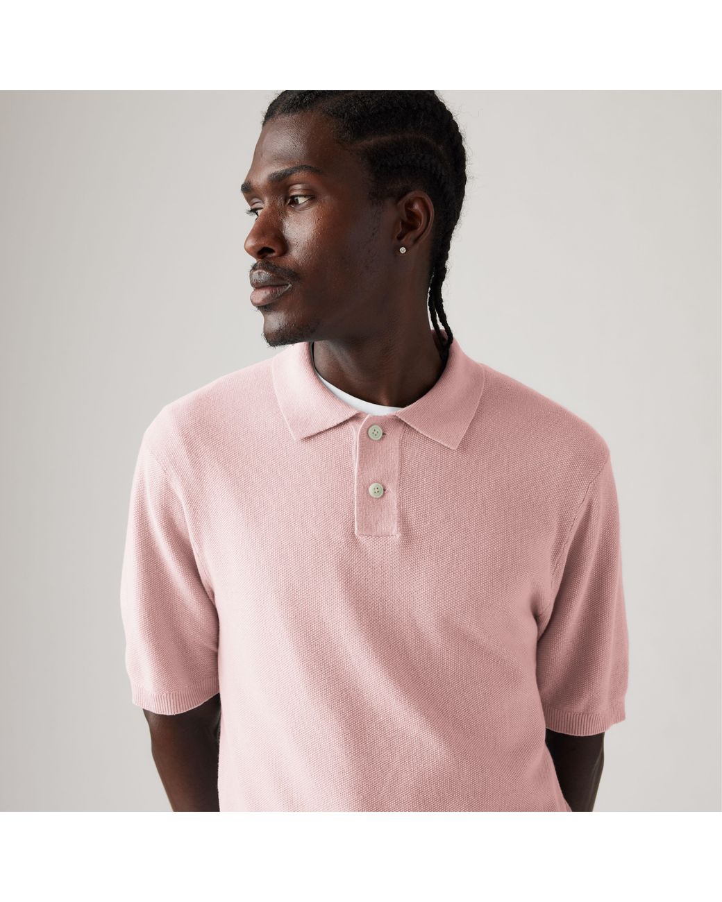 Levi's Pink Sweater Knit Cotton Linen Polo for men