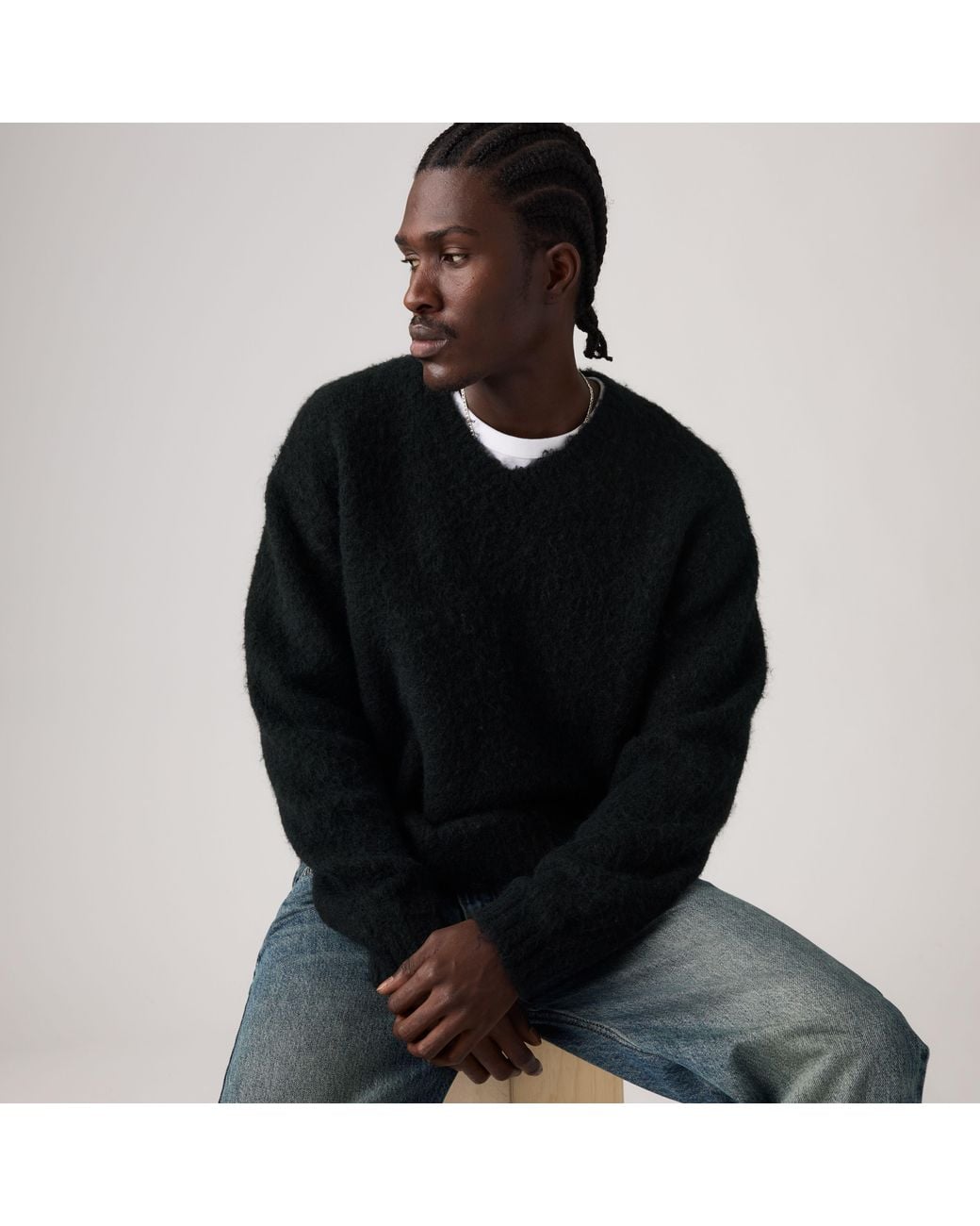 Levi's Black Miles V Neck Sweater for men