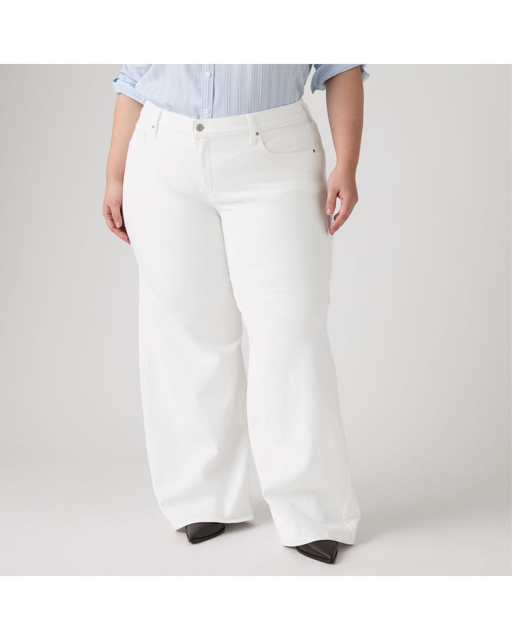 Levi's White 318 Shaping Wide Leg Pants (Plus Size)